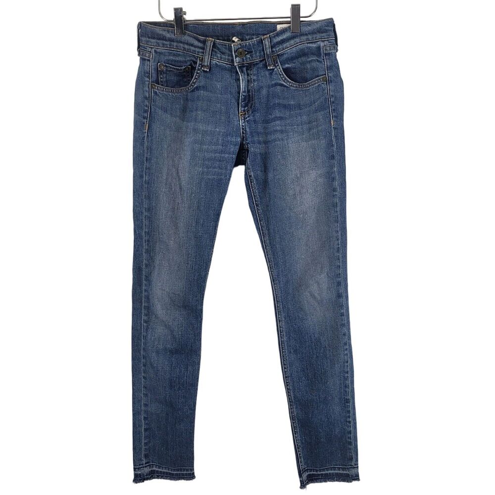 Rag & Bone Dre Jeans 25 Womens Low Rise Skinny‎ Leg Raw Hem Medium Wash